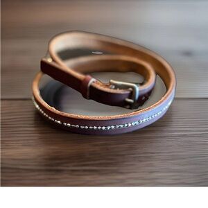 American Eagle Leather belt with Silver Detail Sz 35” Supple Natural Brown Boho